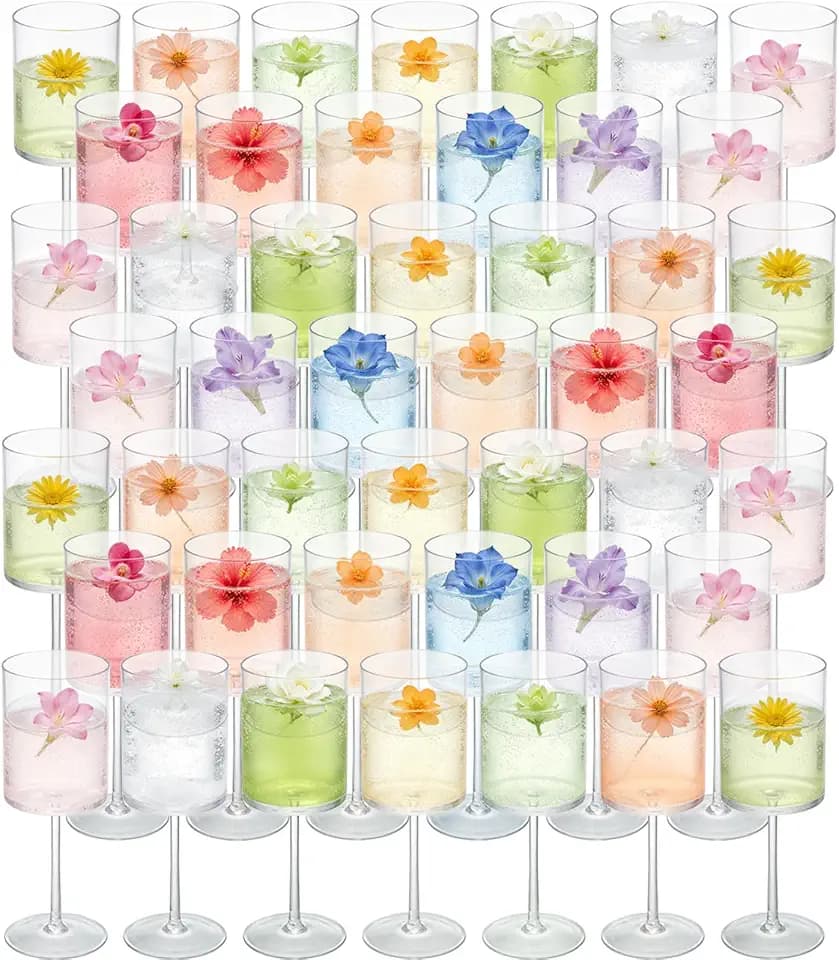 JLYLOL 48 Pcs Clear Plastic Champagne Flutes 10 OZ Large Champagne Glasses Reusable Acrylic Wedding Toasting Glassware Water Goblets Stemmed Drinking Cups Wine Glasses For Wedding Christmas