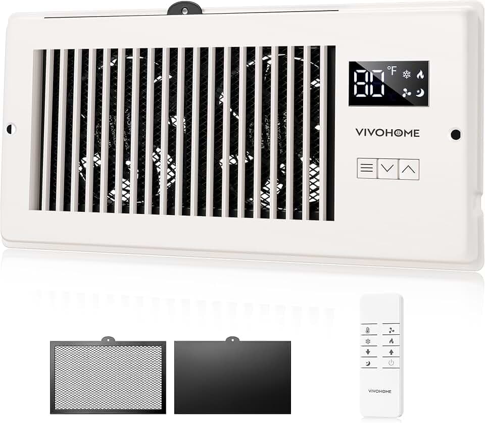 VIVOHOME Quiet Register Booster Fan with Opening 4" x 10", Smart Thermostat