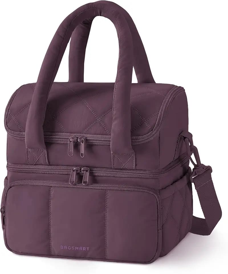 BAGSMART Lunch Bag Women, Double Deck Insulated Lunch Box, Blackberry