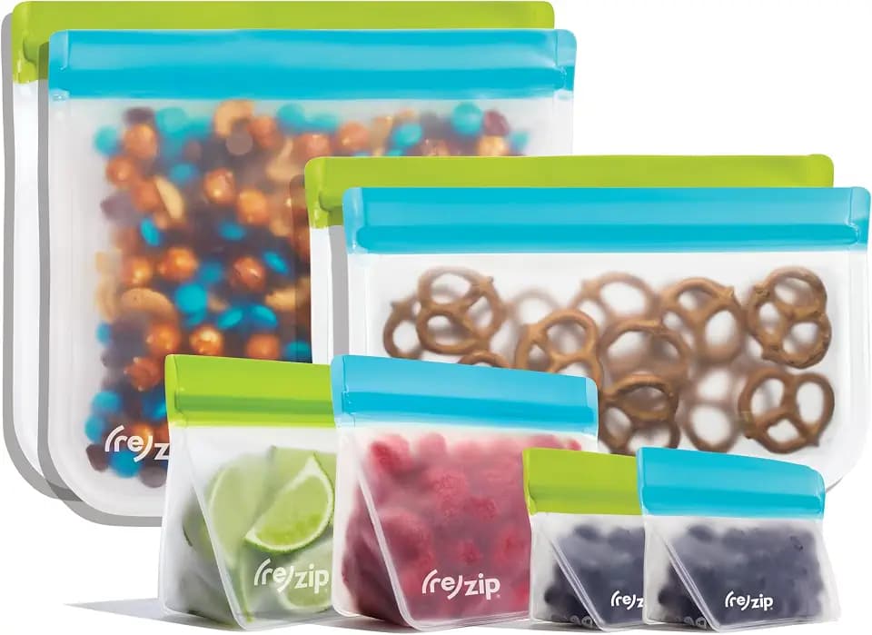 (re) zip Reusable Freezer Food Storage Bags, Leakproof, 8-Piece