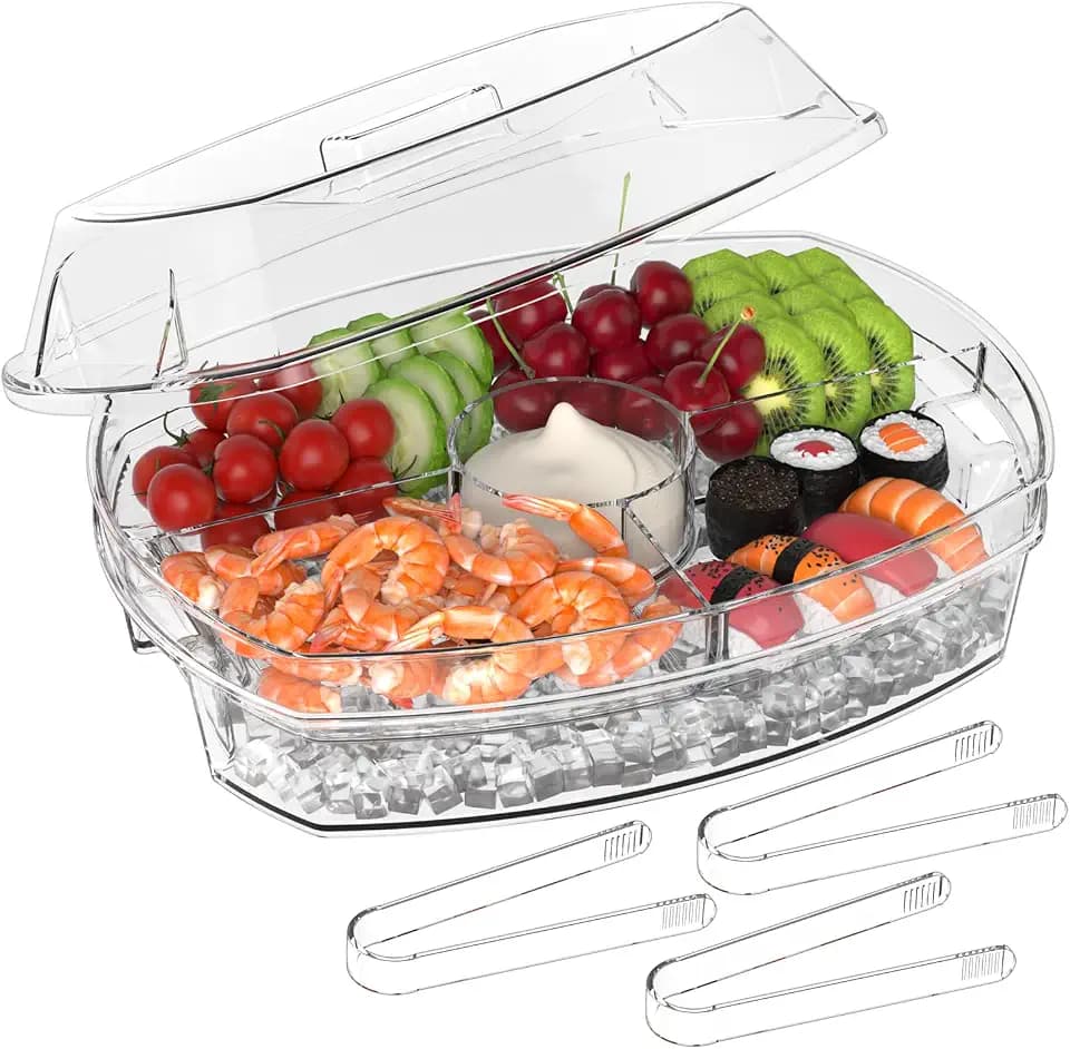 Chilled Serving Tray with Lid, Fruit Trays for Serving for Party