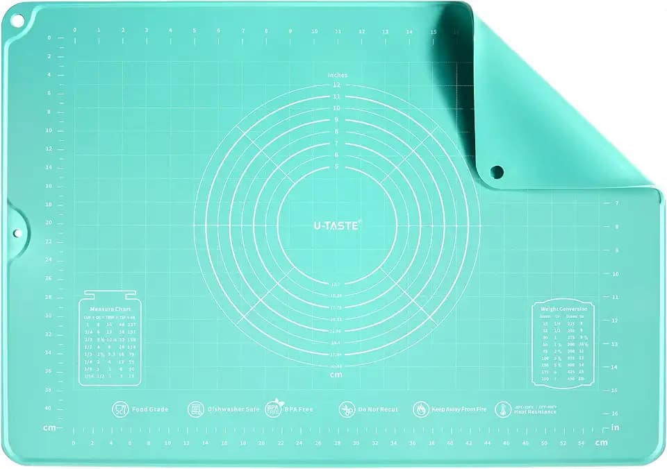U-Taste Silicone Pastry Mat, Dough Rolling Baking Sheet, 28"x20", Aqua Sky