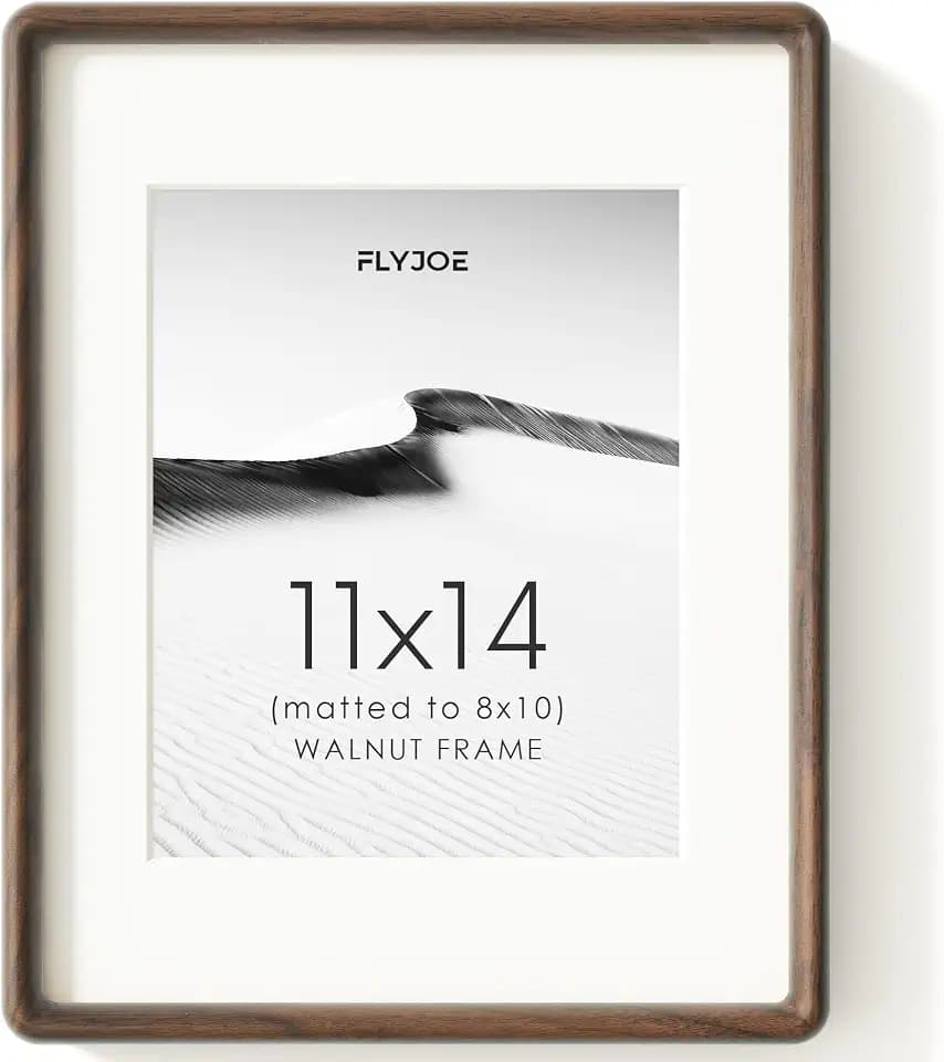 11x14 Picture Frame, Natural Solid Walnut Wood Photo Frame, Rounded Corner