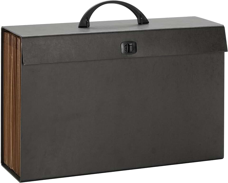 Smead A-Z and Subject Expanding File Box, 19 Pockets, Printed Alphabetic (A-Z)/Subject, Latch Closure, Legal Size, Black (70804)