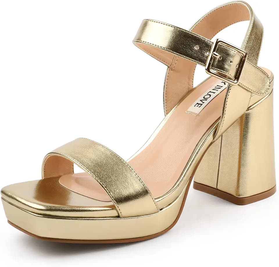 JOY IN LOVE Women's Chunky Block Heels Platform Sandals
