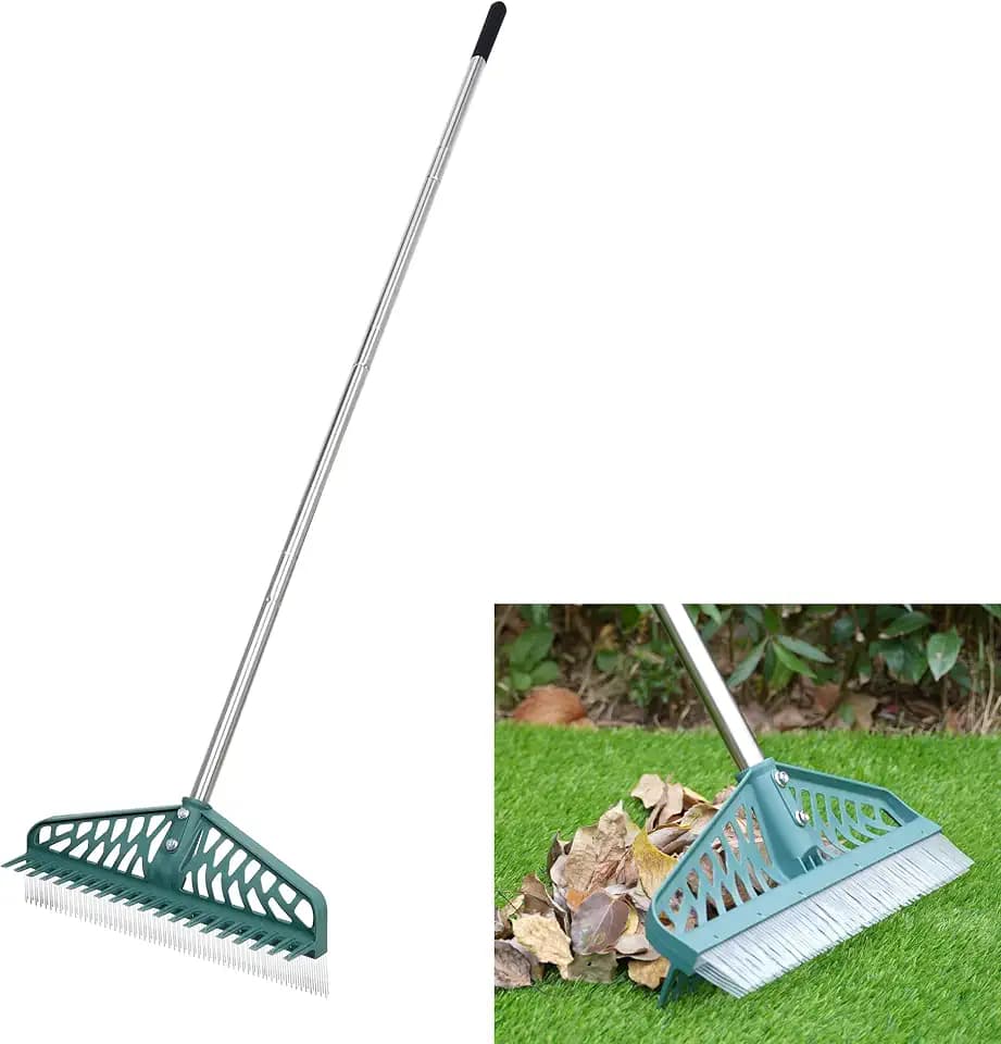 YEELOR Artificial Grass Rake Innovative Double Sided Turf Rake, 60-Inch Adjustable Handle for Cleaning and Fluffing Artificial Turf, Lawns, Carpets, Patios - Removes Leaves, Pet Hair & Debris