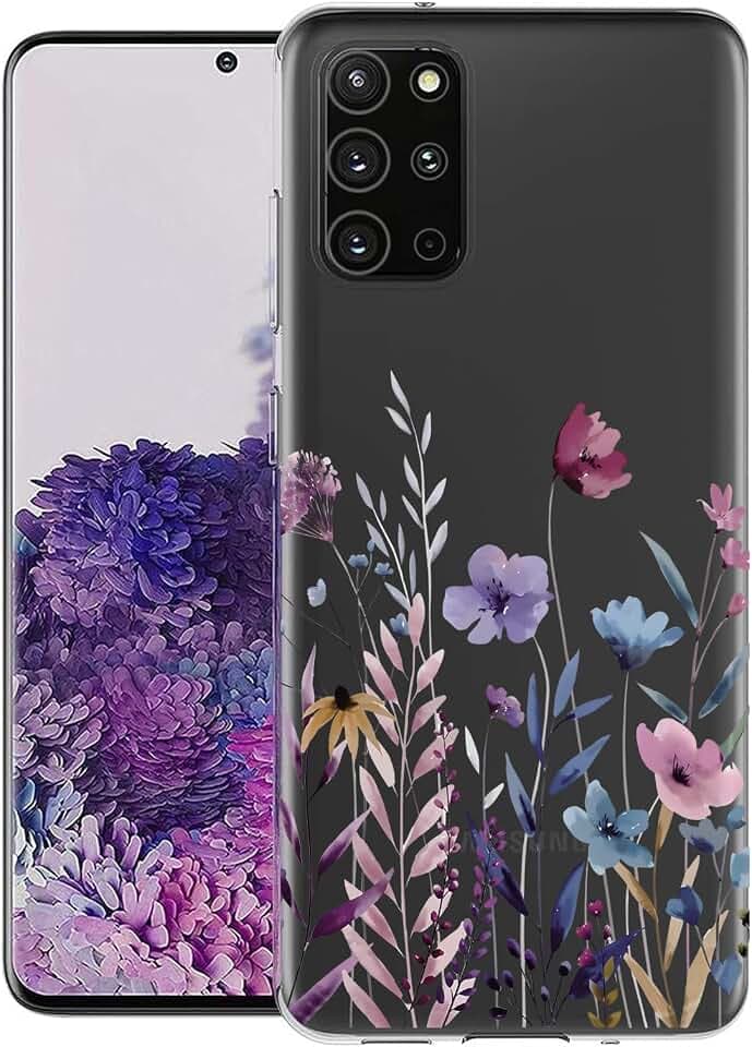 Hülle für Samsung Galaxy S20+/S20 Plus,Transparent TPU Handyhülle mit Gemälde Blume Muster,Ultradünn Stoßfester Schutzhülle,Schön Silikon Cover Case-4
