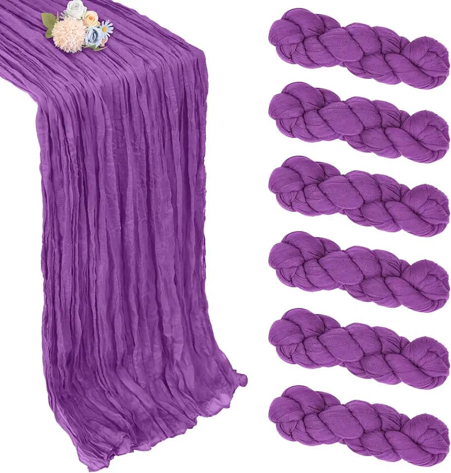 6 Pack Purple Cheesecloth Table Runner 35 x 120 Inch