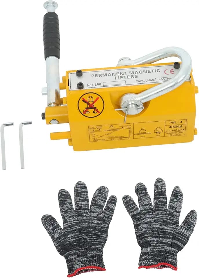 findmall 880 Lbs/400kg Magnetic Hoist Lifter 2.5 Security Factor Yellow Permanent Lift Magnets for Lifting Plate Steel