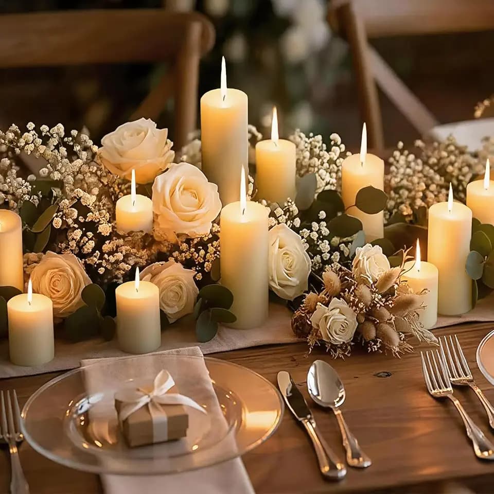 18 Pack Ivory Pillar Candles Bulk Set, 2x3 2x6 2x8 Inch - 6 Each Size, Dripless Smokeless Clean Burning for Wedding Centerpieces, Home Decor, Church, Romantic Ambiance!