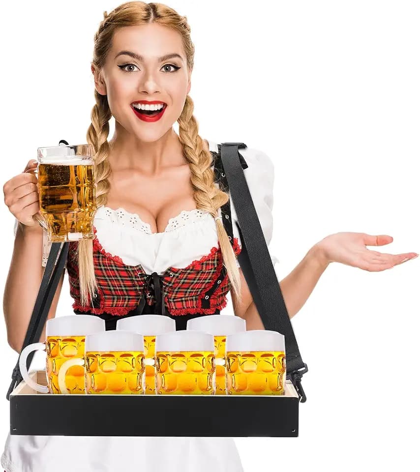 Teenyyou Wooden Snack Trays with Strap,Usherette Trays, Black, Spaces