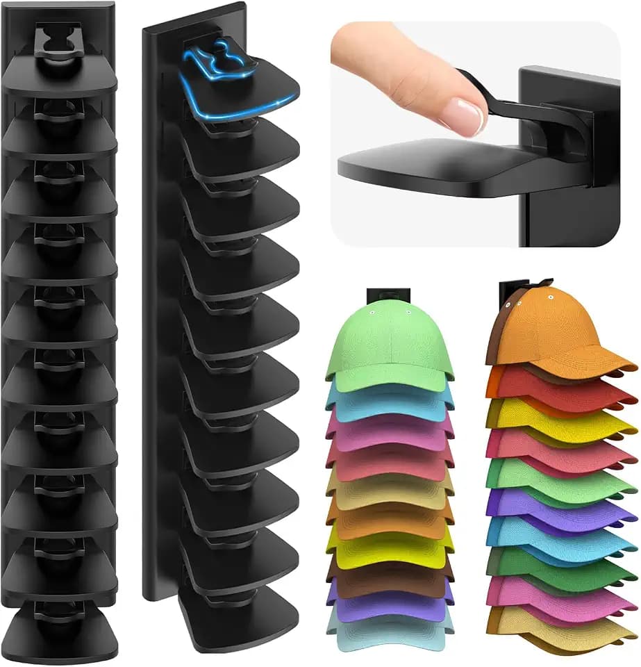 Volnamal Hat Organizer for Baseball Caps, 2 Pack Hold Up to 40 Hats