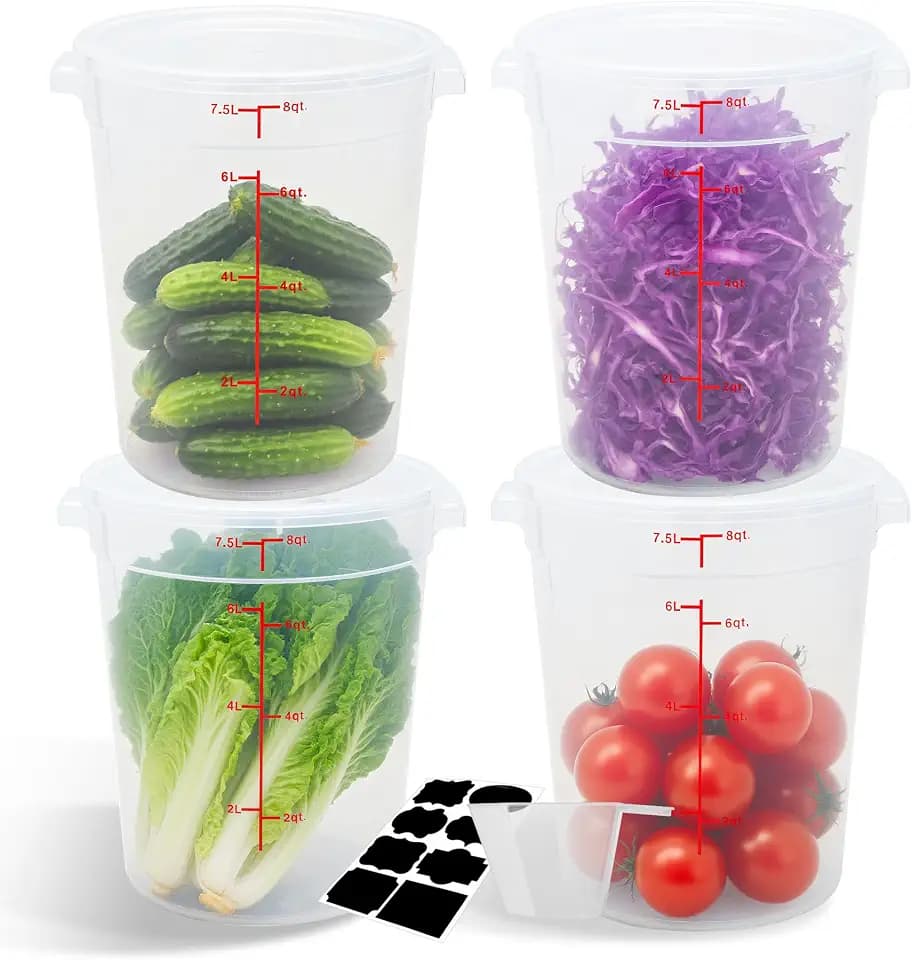 4 Pack 8QT Round Food Storage Containers with Lids