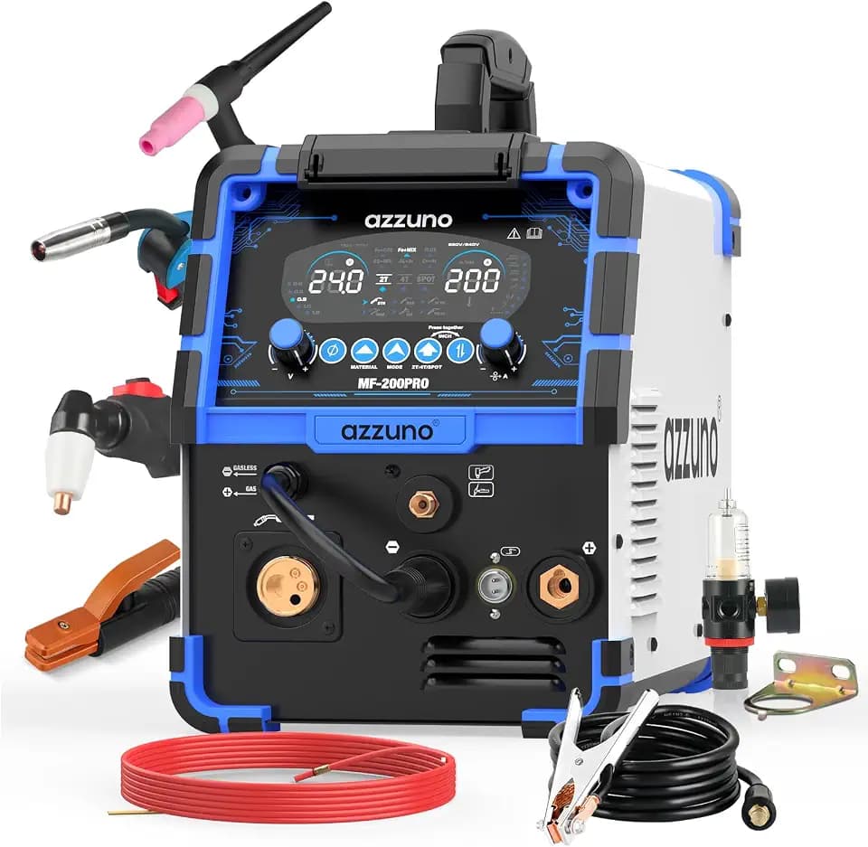AZZUNO Plasma Cutter Welder Combo 200A, 8 in 1 PULSE Aluminum MIG/TIG/CUT