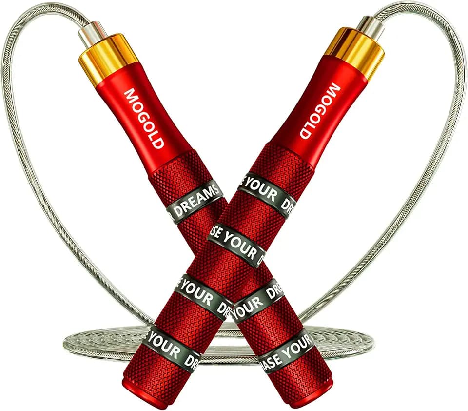 Springseil für Herren, Damen, Kinder, Premium-Qualität, Jumprope mit Doppelkugellager, 360-Grad-Drehung, Springseil mit 4 mm dickem 3 m langem PVC-Stahldrahtseil für Fitness, Workout, Crossfit