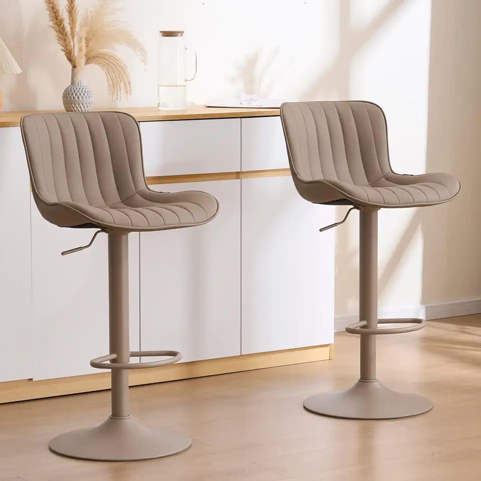 YOUNIKE Bar Stools Set of 2 Kitchen Counter Bar Chai Modern Barstool Khaki