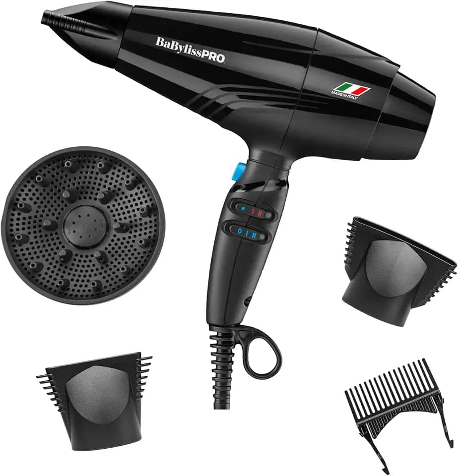 BaBylissPRO The Rapido Hair Dryer, 2000W Brushless Motor, 3 Attachments