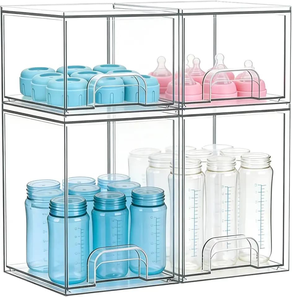 Baby Bottle Organizer, 4 Drawers Stackable Acrylic Storage