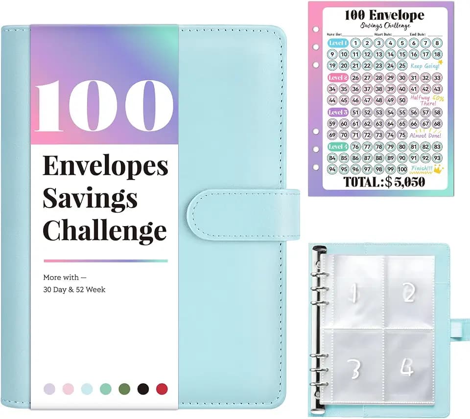 Sooez 100 Envelopes Money Saving Challenge, Savings Challenges Book