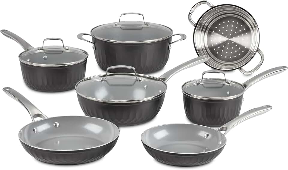 Cuisinart, 11-Pc Color Impressions Ceramic Nonstick Set, 58S-11BK
