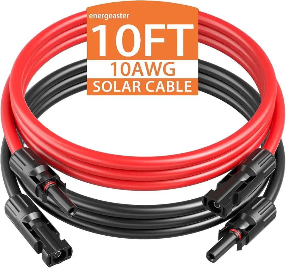 energeaster 10AWG 10 Feet Solar Extension Cable with Pair of Connectors