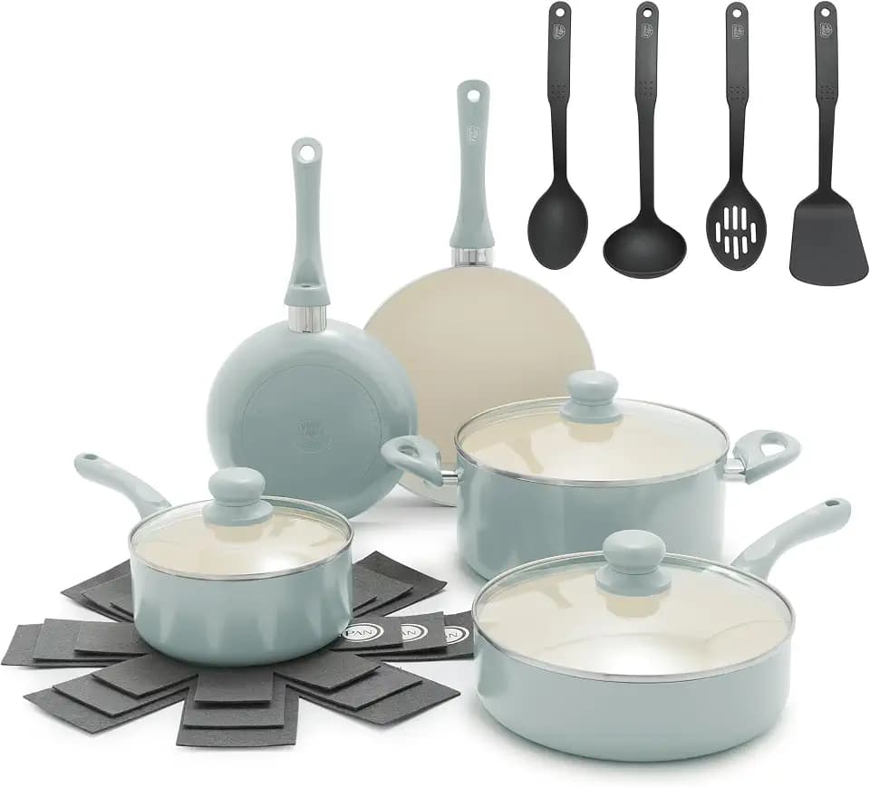 GreenLife 16 Piece Nonstick Pots & Pans (2026 Upgrade) Induction Set