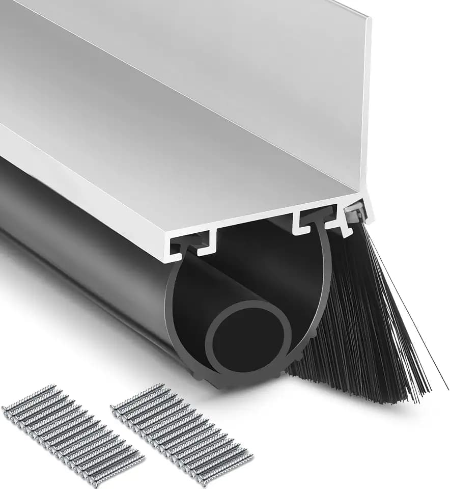 Zonon Garage Door Bottom Seal U and O Shape, 16.5 ft with 5 Brush Strips