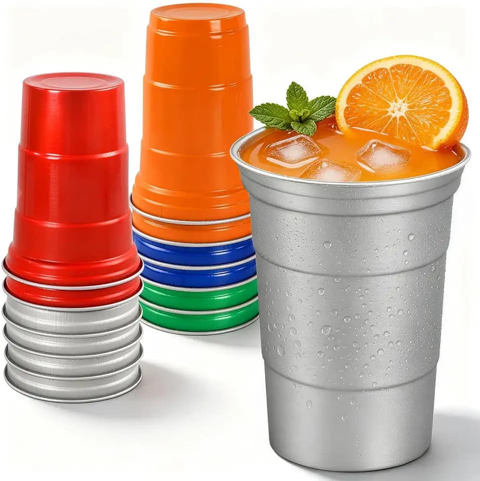 16oz Aluminum Cups Reusable Metal Party Cup for Cold Drinks Beer Camping