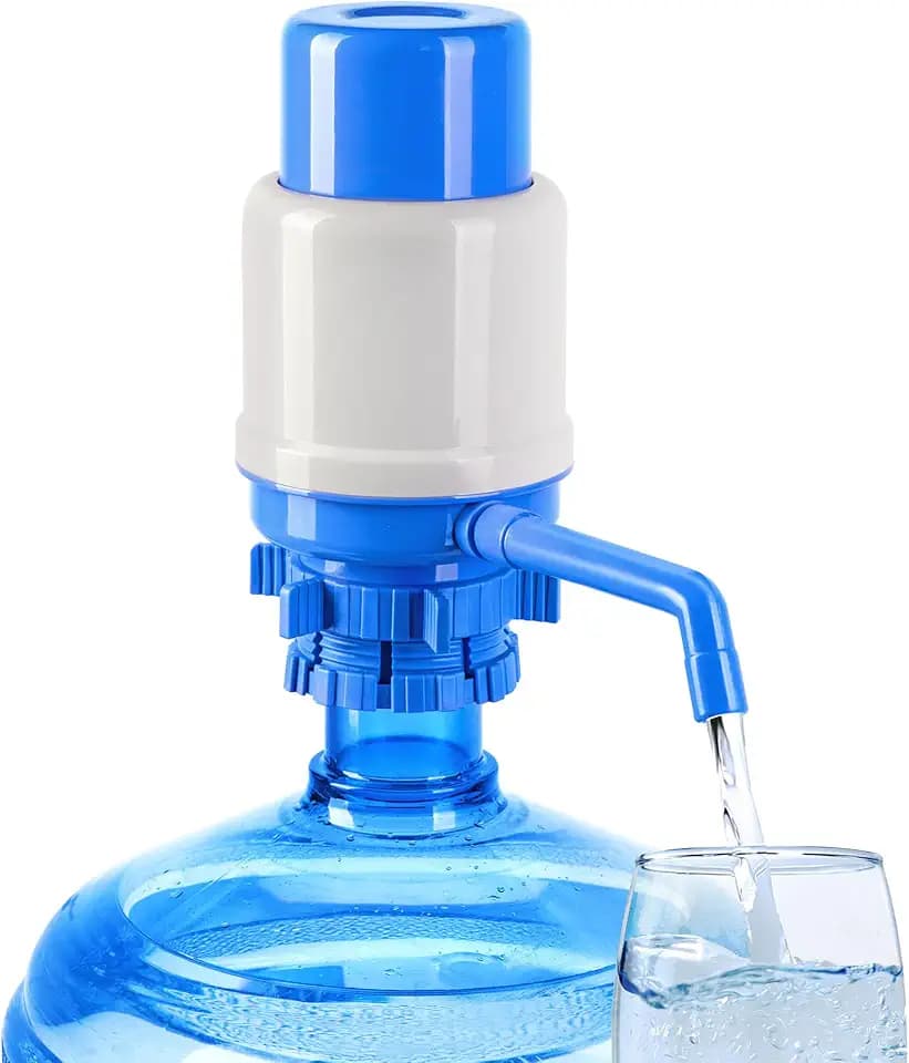 HotFrost Manual Water Pump for 5 Gallon Jug & Bottle – Non-Electric 5 Gallon Water Dispenser, Universal Hand Pump with 3 Adjustable Tubes, 53mm Screw Top Adapter, Spout Cap & Cleaning Brush, BPA-Free