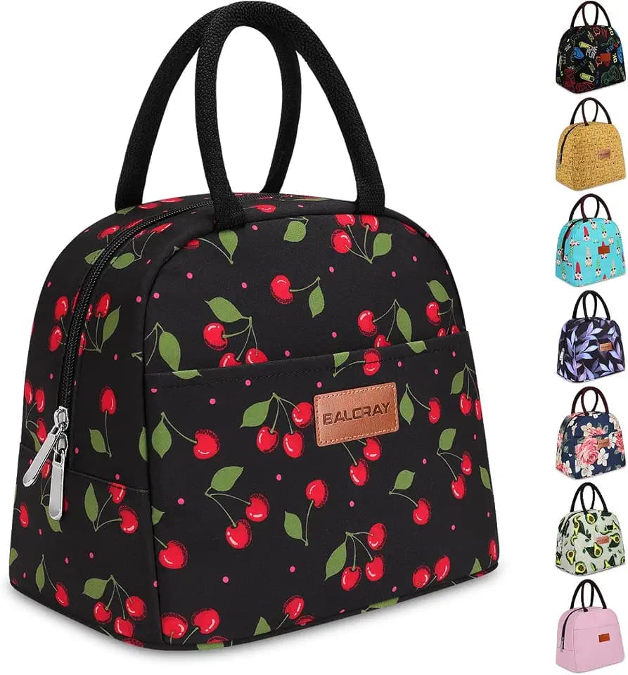 BALORAY Lunch Bag for Women Men Adult Lunch Box (Cherry), M