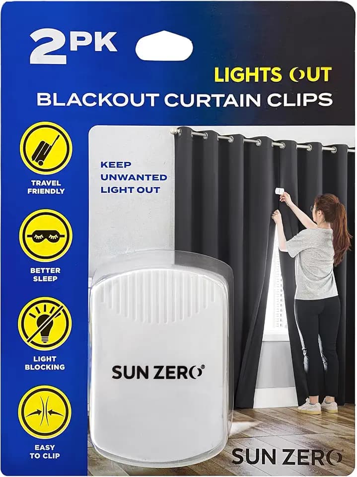 Sun Zero Lights Out Blackout Curtain Clips, Set of 2