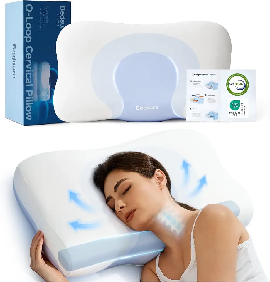 Bedsure Cervical Neck Pillow - Ergonomic Orthopedic Memory Foam Pillows