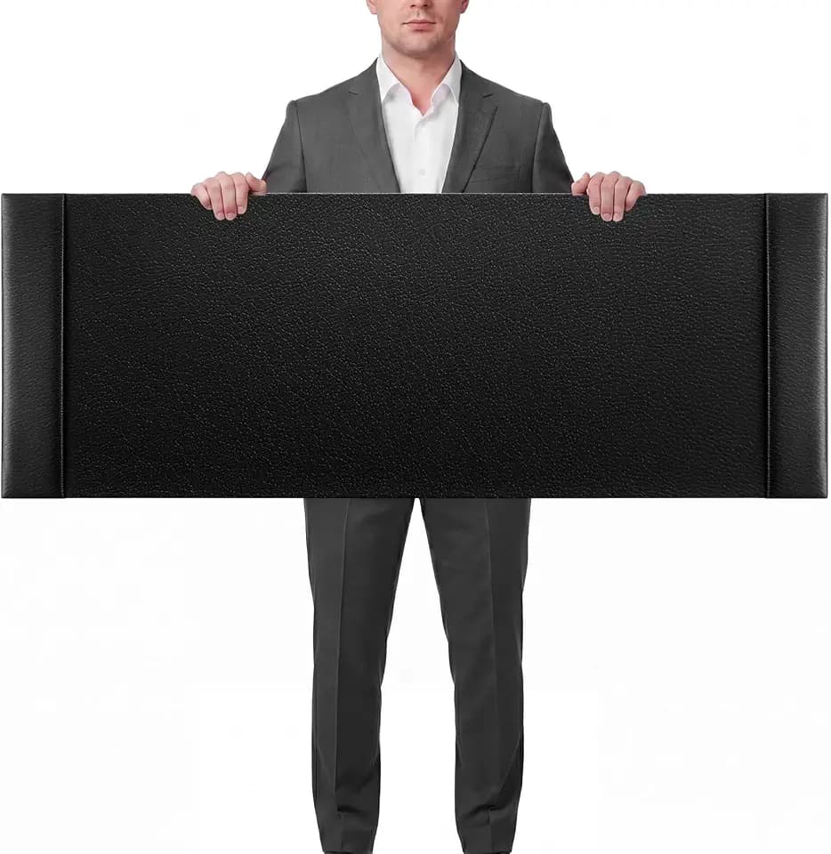 47.2 x 17 Inch Leather Desk Pad with Side Rails Mat, Black
