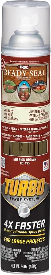 Ready Seal Exterior Wood Stain & Sealer, Mission Brown, Turbo Spray