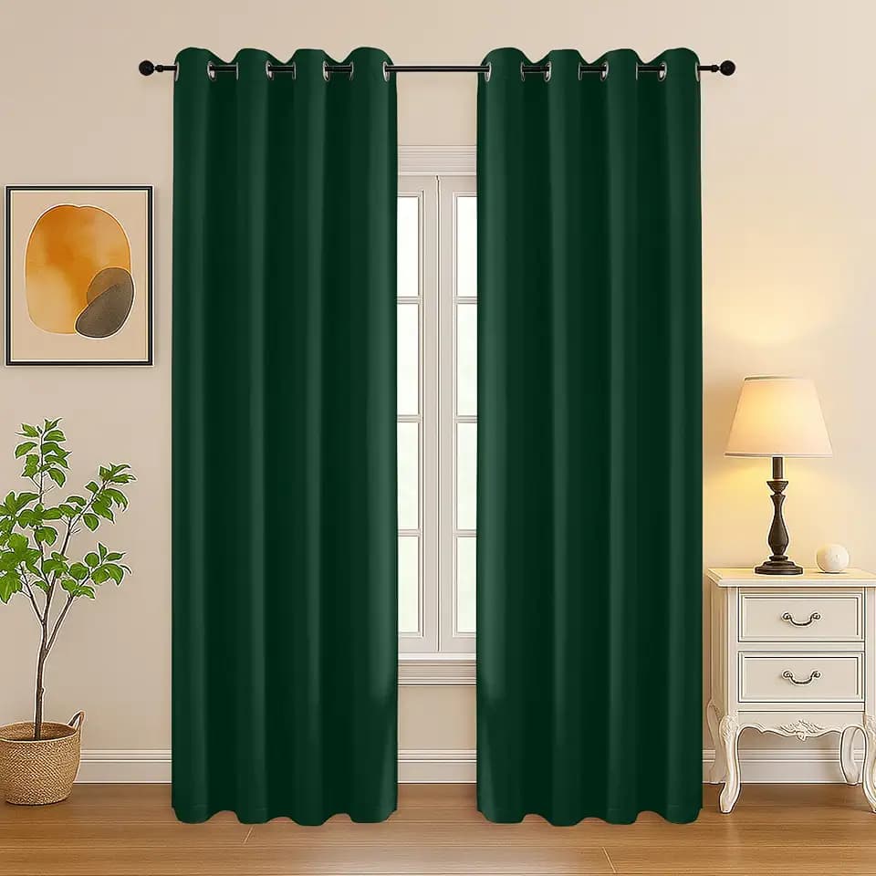 Simplebrand Ever Green Room Darkening Curtains for Bedroom Living Room 84 Inch Length 2 Panels Set, Thermal Insulated Curtains & Drapes, Solid Grommet Noise Reducing Window Treatment, W50 x L84 Inch