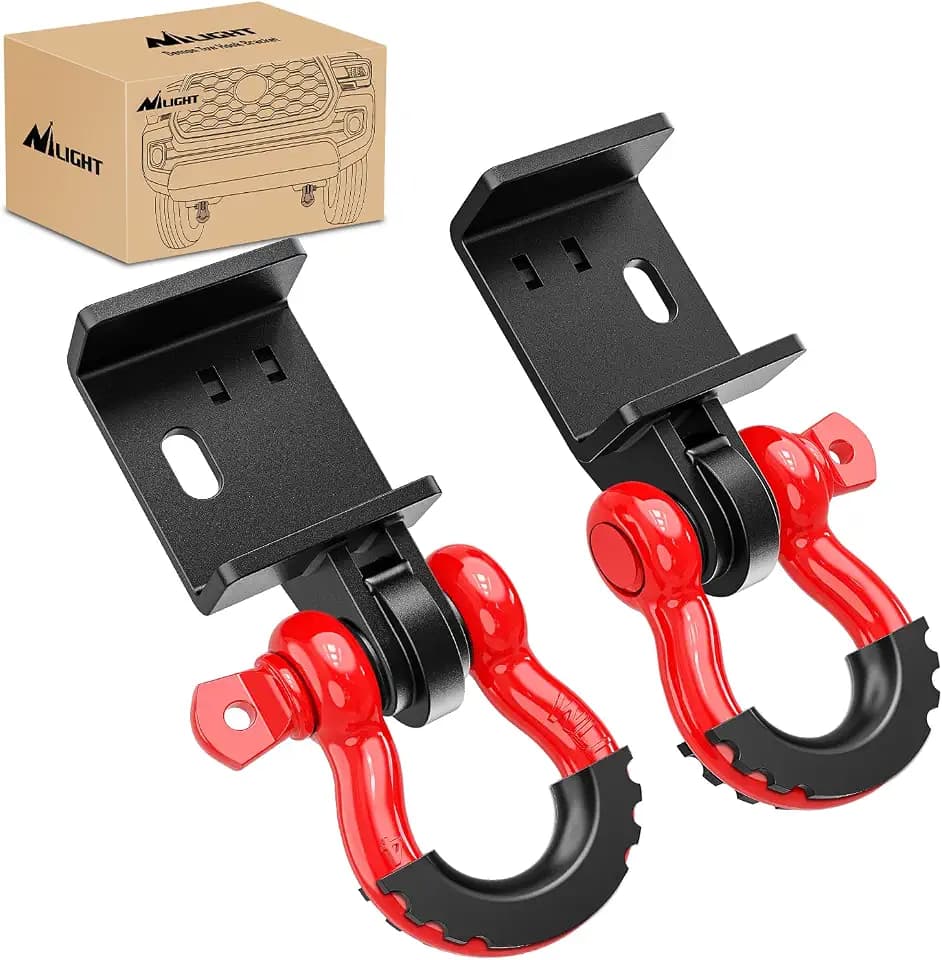 Nilight 2Pack Demon Front Tow Hook Bracket with 3/4" Shackle for Toyota Tacoma | for Toyota Tacoma 2009-2016 2017 2018 2019 2020 2021 2022 2023, with 7/8" Screw Pin and Isolator Rubber Washers
