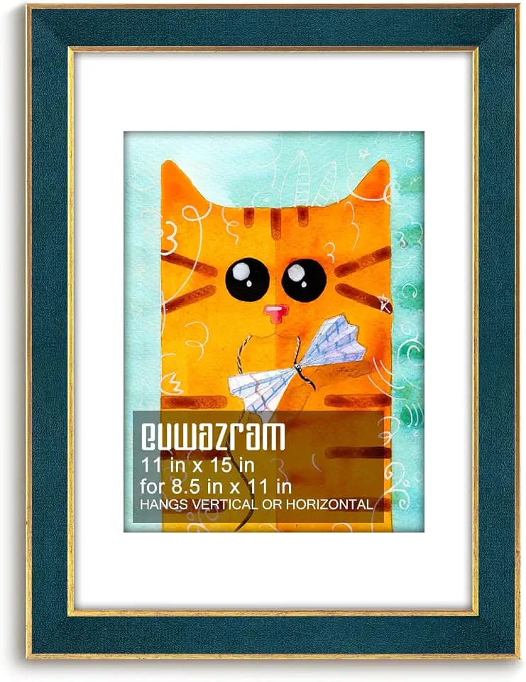 11x15 Poster Frame with Mat for 8.5x11, Suede Navy