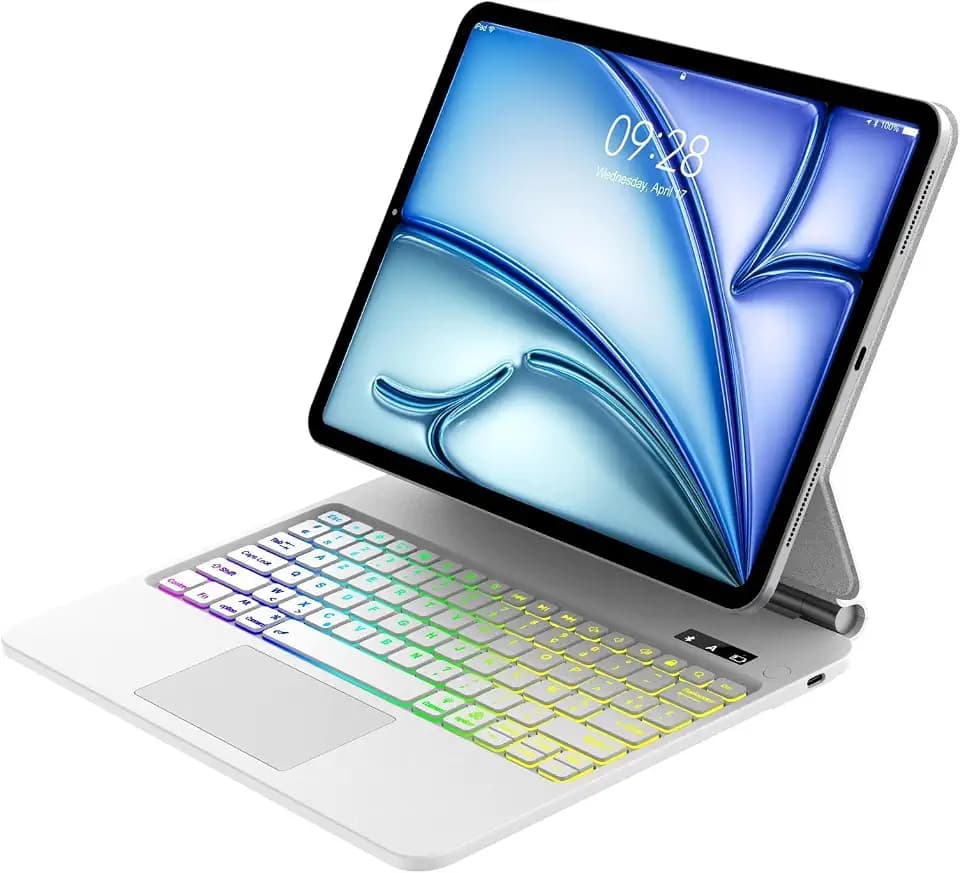 Magic Keyboard für iPad Air 13 Zoll (M4 2026, M3 2025, M2 2024) und iPad Pro 12,9 Zoll (6./5./4./3. Gen), schwimmende Halterung und Multi-Touchpad, französische AZERTY-Tastatur mit
