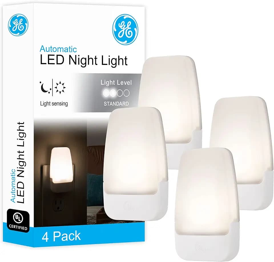 GE Plug in Night Light with Dusk to Dawn Sensor, 4 Pack