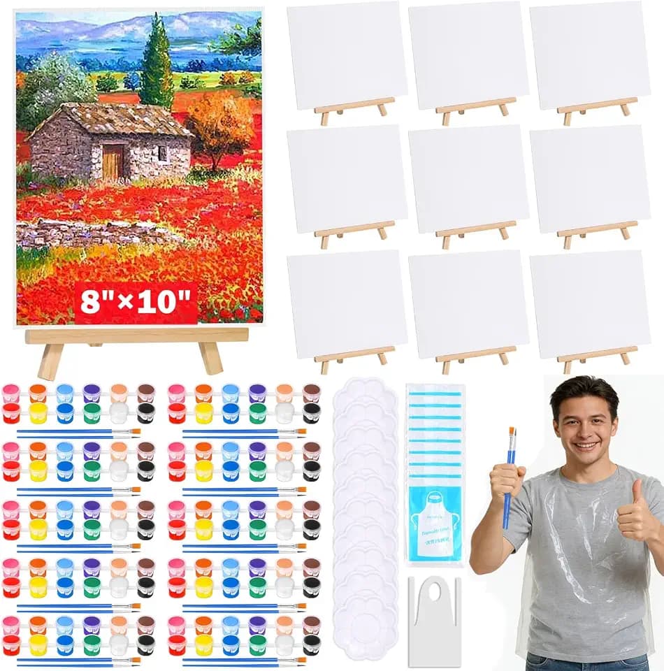 10 Pack Sip and Paint Kit for Adults Girls Night, Canvas Painting Kit
