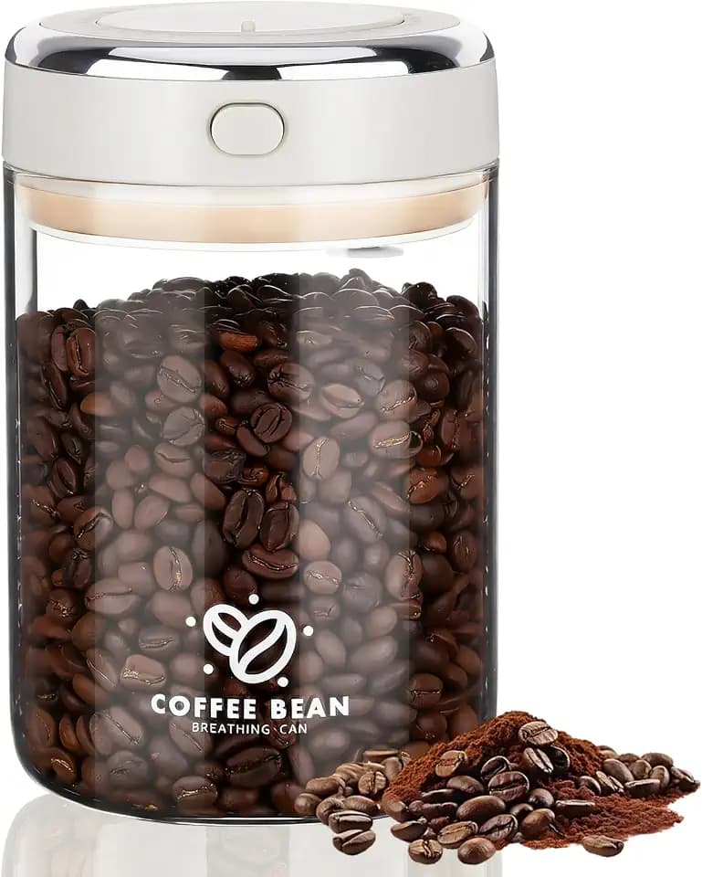 37oz Airtight Glass Coffee Canister with One-way CO2 Valve