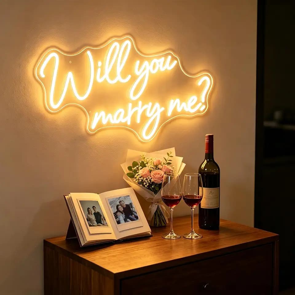 Will You Marry Me Neon Sign,LED Light Up Letters for Proposal,Wedding,Gift