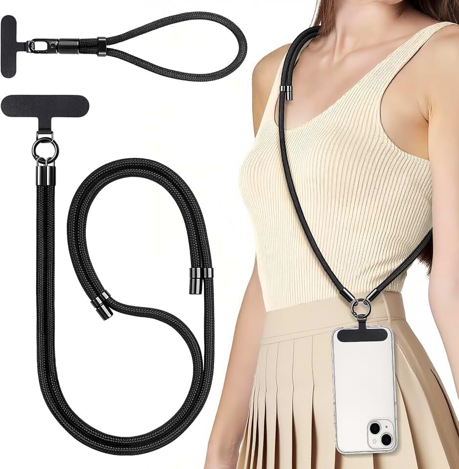 Crossbody Cell Phone Lanyard with LifetimeWarranty, Adjustable Neck Strap for iPhone Android Smartphones, Universal Nylon Phone Leash with Reinforced Tab, Anti-Theft Safety Tether for Travel