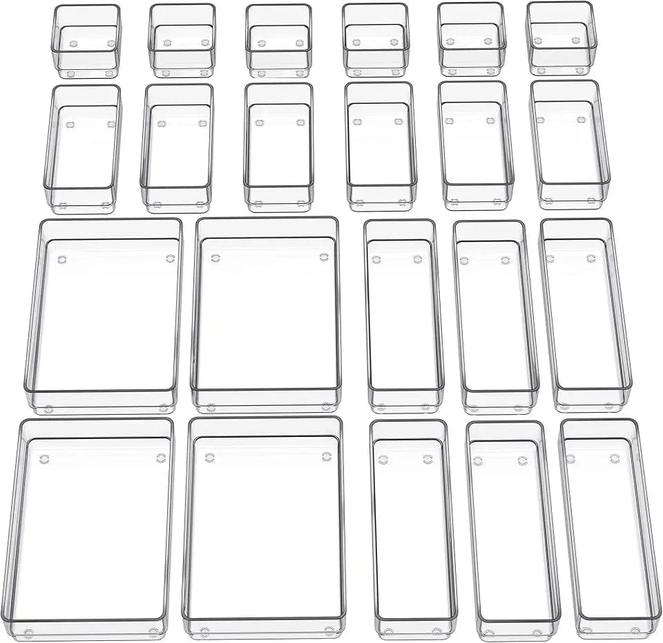 SMARTAKE 22 PCS Drawer Organizer, 4-Size Desk Bathroom Drawer Organizer