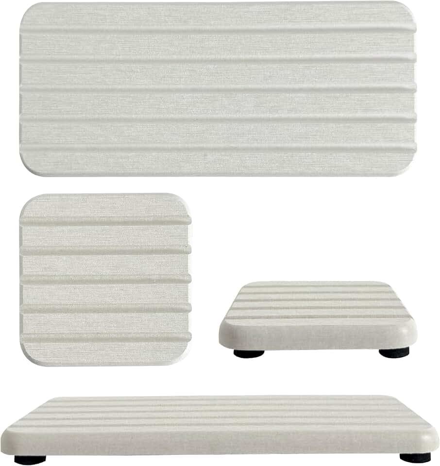 NiuYichee Set of 4 Water Absorbent Diatomite Coasters, Dish Soap Stone Tray