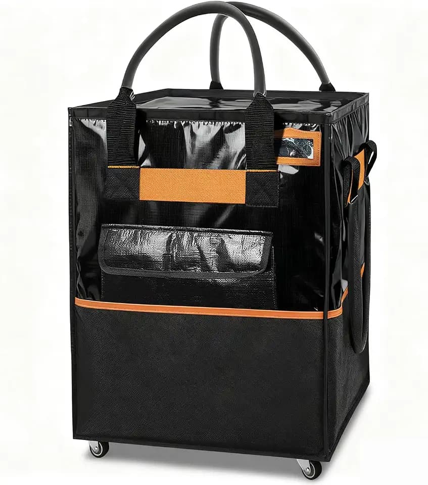 Reusable Grocery Bag on Wheels, 75L Large-Capacity Zippered Roller Tote, Carries Up to 66 LBS, Lightweight for Groceries, Laundry, Moving, Storage