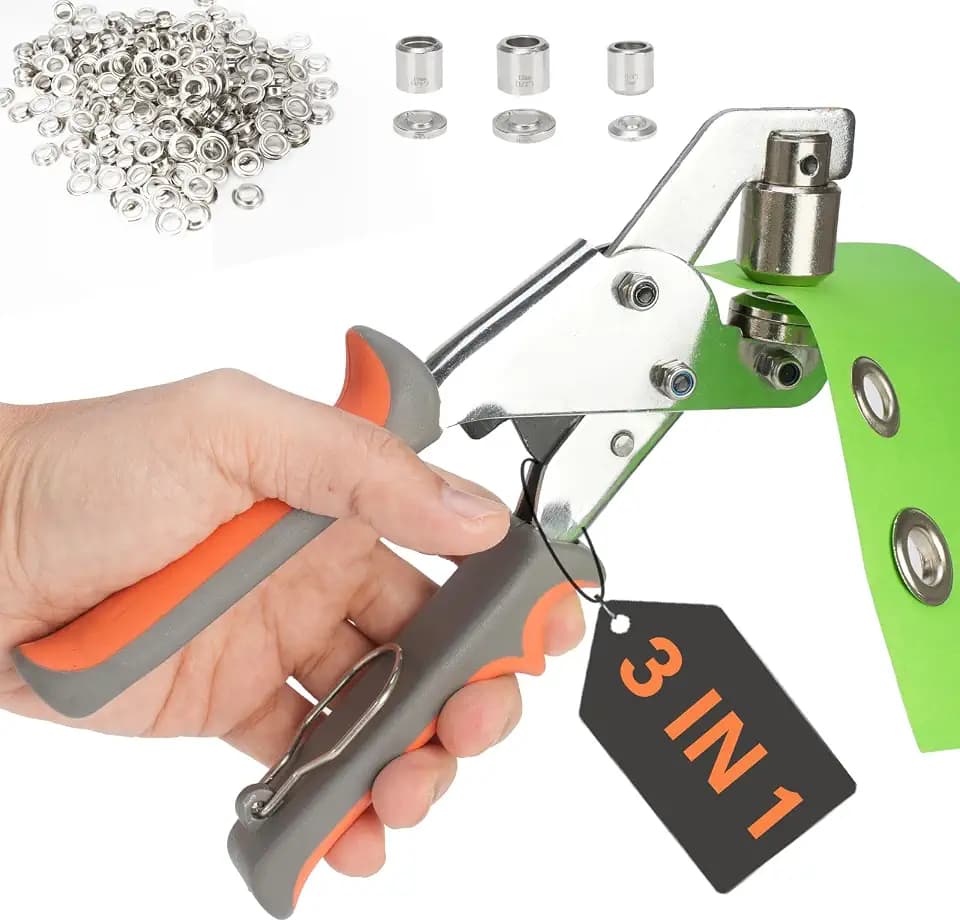 Heavy Duty Grommet Tool Kit 1/2’’1/4’’3/8’’Multi-Size Hole Punch with 600 PCS Metal Grommets Eyelet Set for Canvas Tarp Leather Curtain and DIY Repair