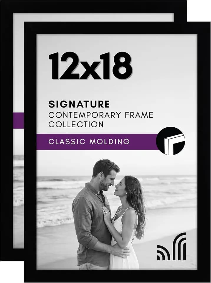 Americanflat 12x18 Picture Frame 2-Pack - Engineered Wood - Black