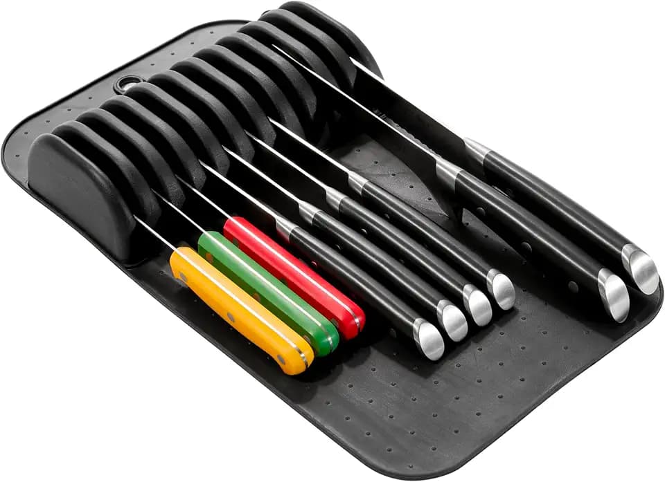 madesmart Classic In Drawer Knife Mat, 11 Knives, Black