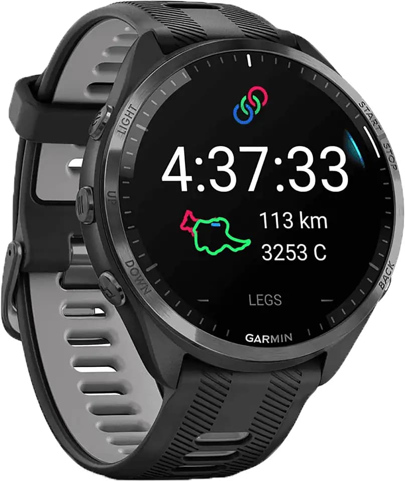 Garmin Forerunner 965 Running Smartwatch für Unisex, 47,2 mm Größe, Schwarz/Pudergrau (Renewed)